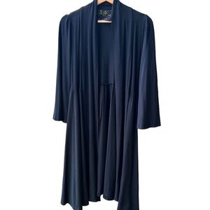 Green Dragon Black Soft Stretchy Long Line Bell-Sleeve Duster Cardigan Sz S